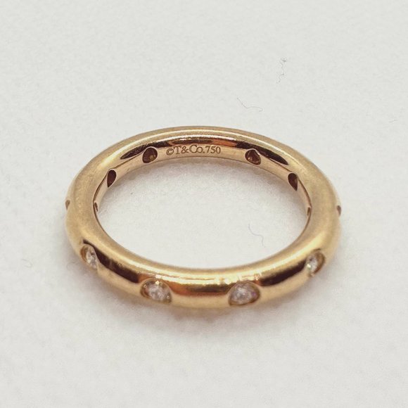 Tiffany & Co. Jewelry - TIFFANY & Co. Rose Gold .18ct Diamond Bezet Band Ring 4.5